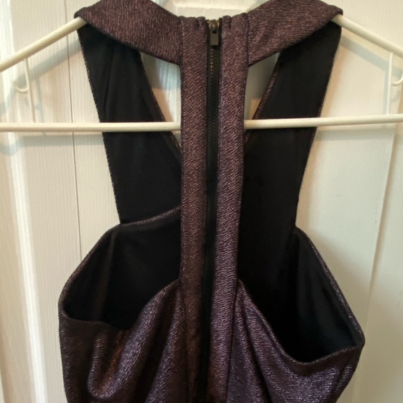 *Like New* Purple Metallic Zip Back Crop Top - Picture 2 of 3